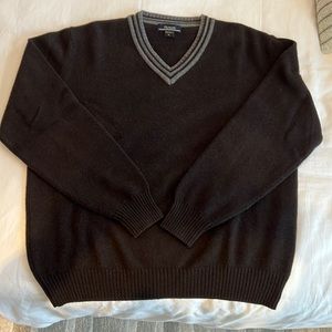 Faconnable Sweater , V neck , brown, merino wool and cashmere, Italian designer